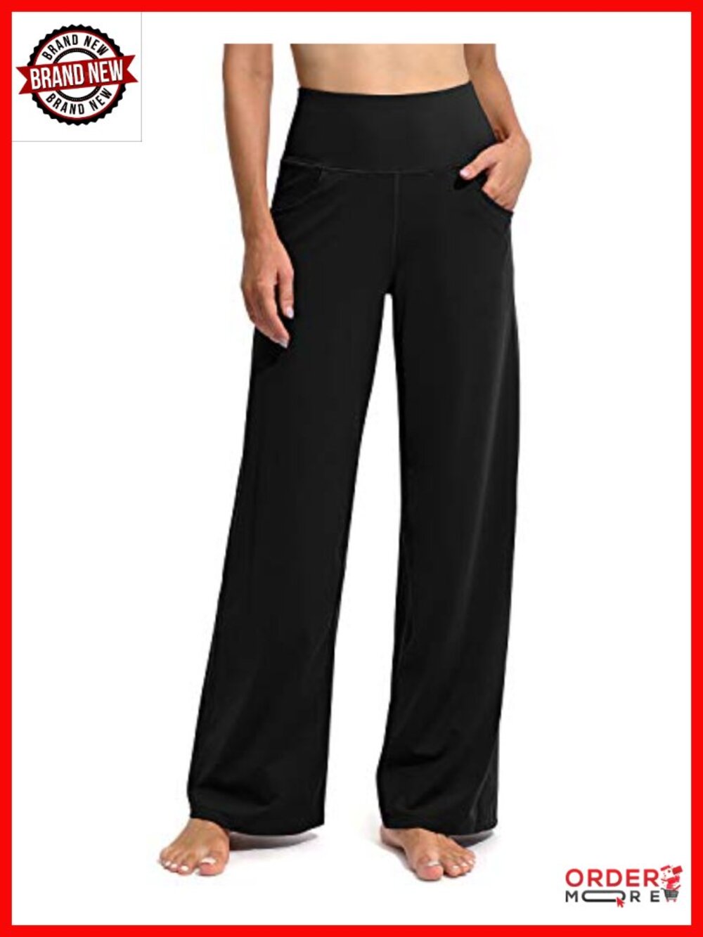 Wide Leg Yoga Pants High Waist Pockets Stretch Lightweight